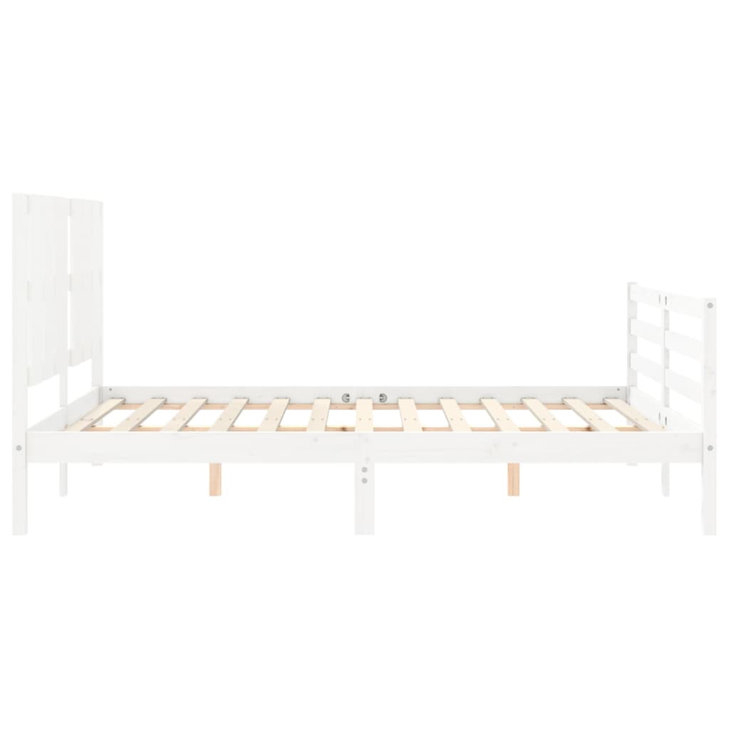 vidaXL Estructura de cama con cabecero madera maciza blanco 160x200 cm