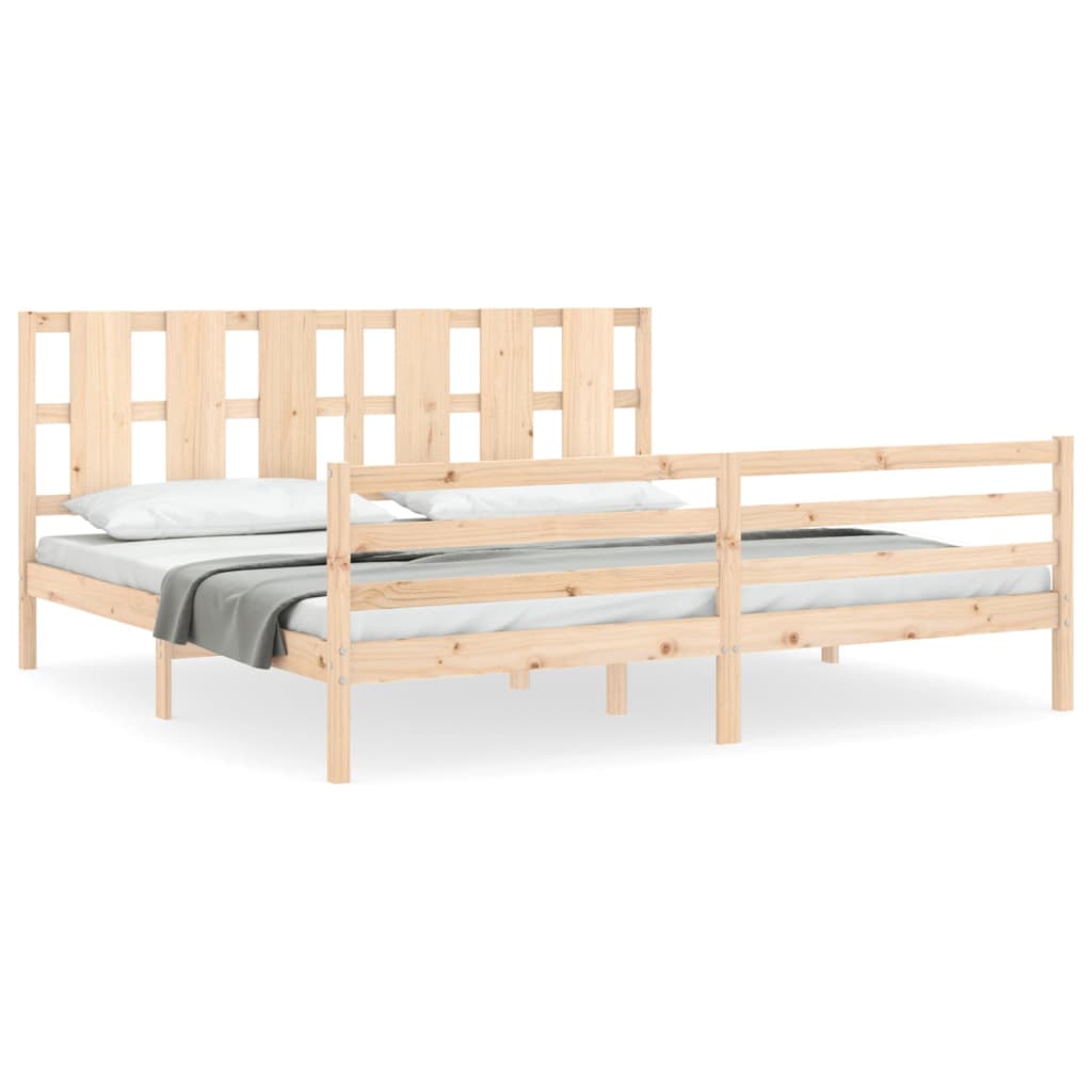 vidaXL Estructura de cama de matrimonio con cabecero madera maciza