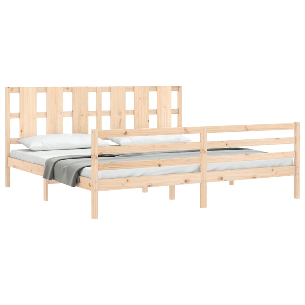 vidaXL Estructura de cama de matrimonio con cabecero madera maciza