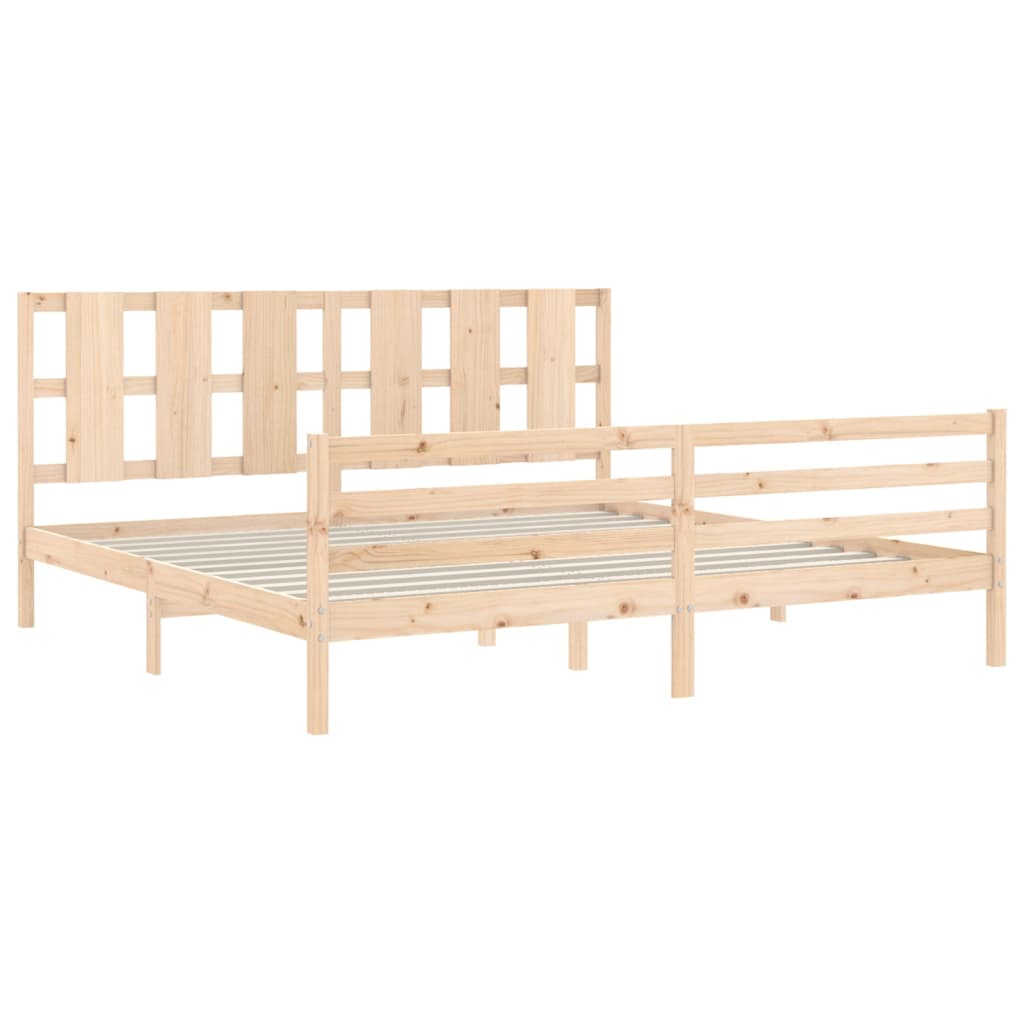 vidaXL Estructura de cama de matrimonio con cabecero madera maciza