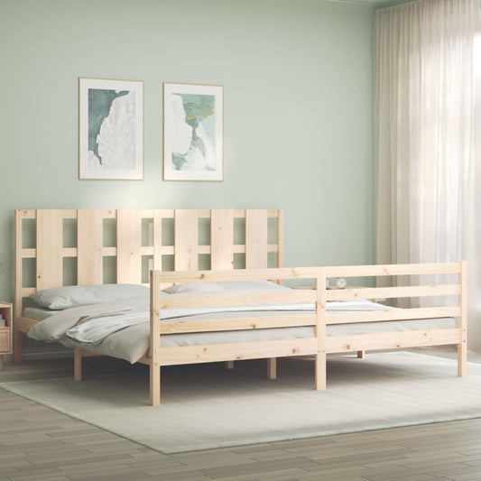 vidaXL Estructura de cama de matrimonio con cabecero madera maciza