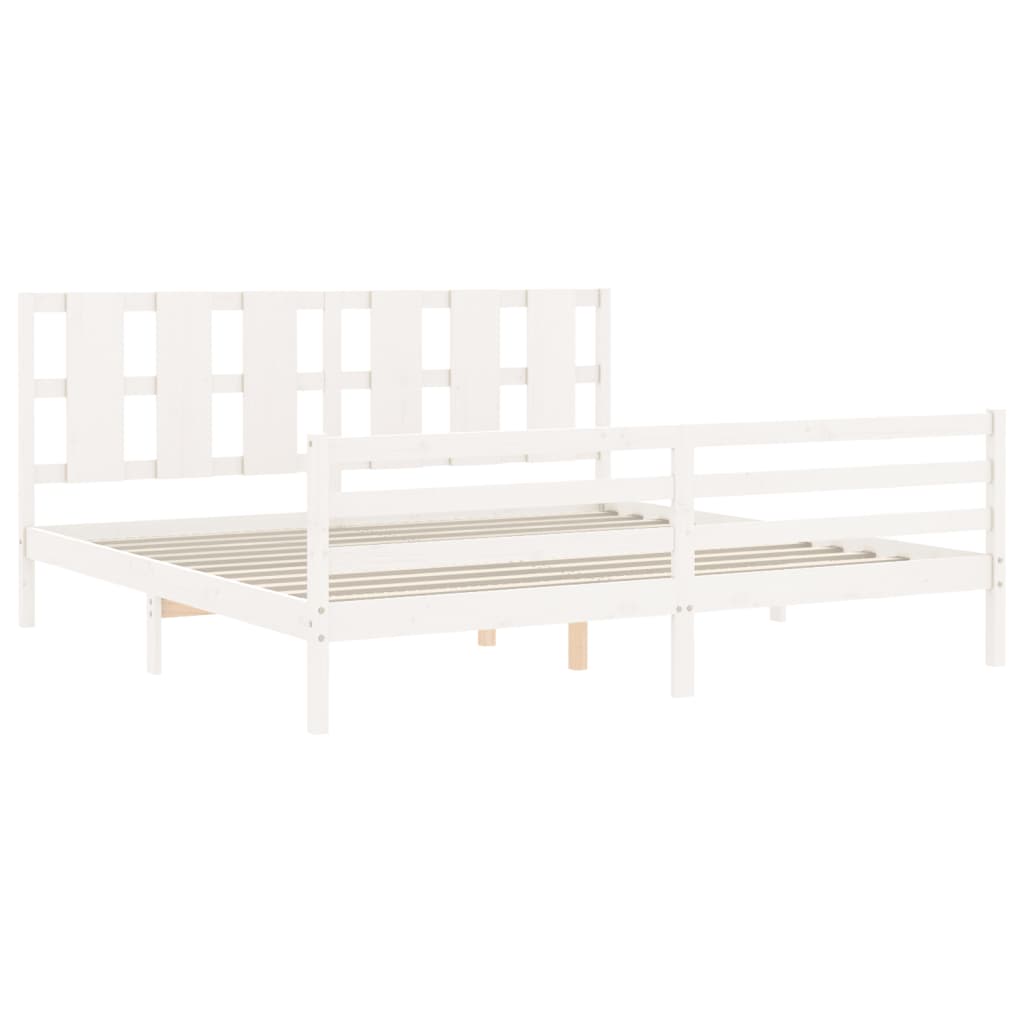 vidaXL Estructura de cama con cabecero madera maciza blanco 200x200 cm