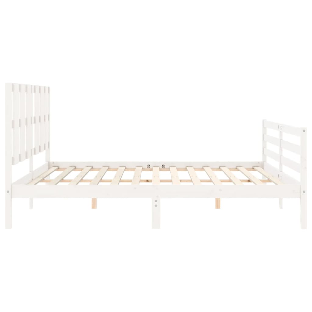 vidaXL Estructura de cama con cabecero madera maciza blanco 200x200 cm