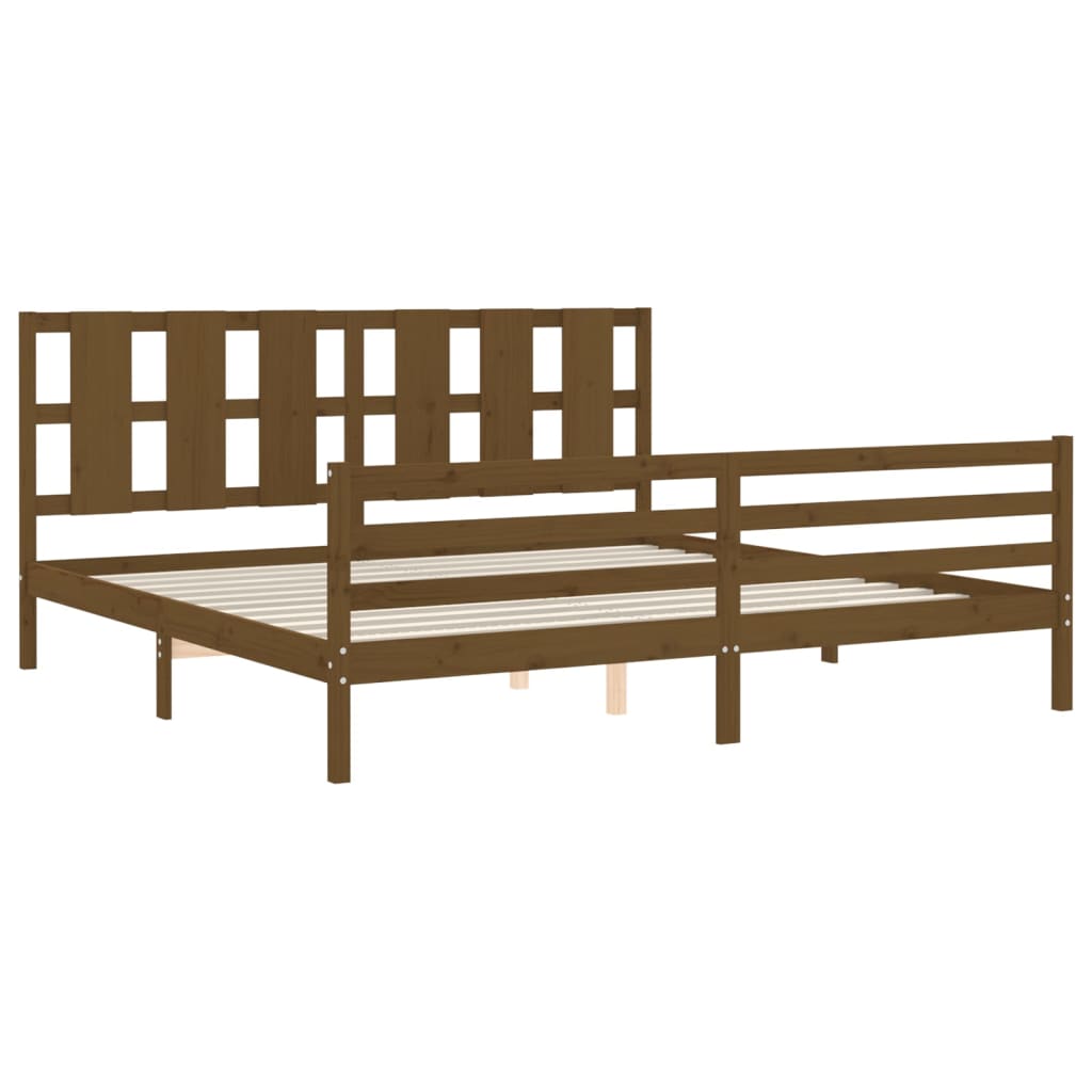 vidaXL Estructura cama y cabecero madera maciza marrón miel 200x200 cm