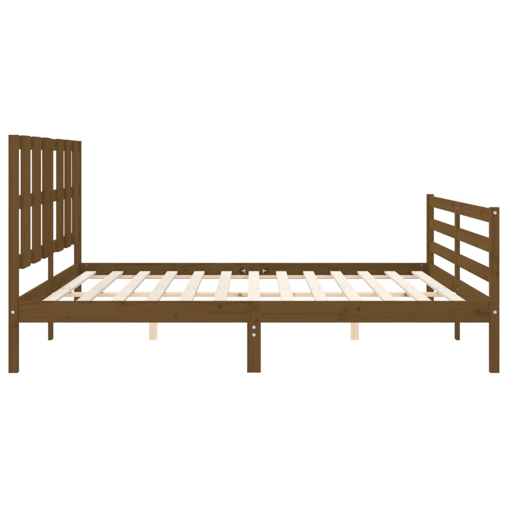 vidaXL Estructura cama y cabecero madera maciza marrón miel 200x200 cm