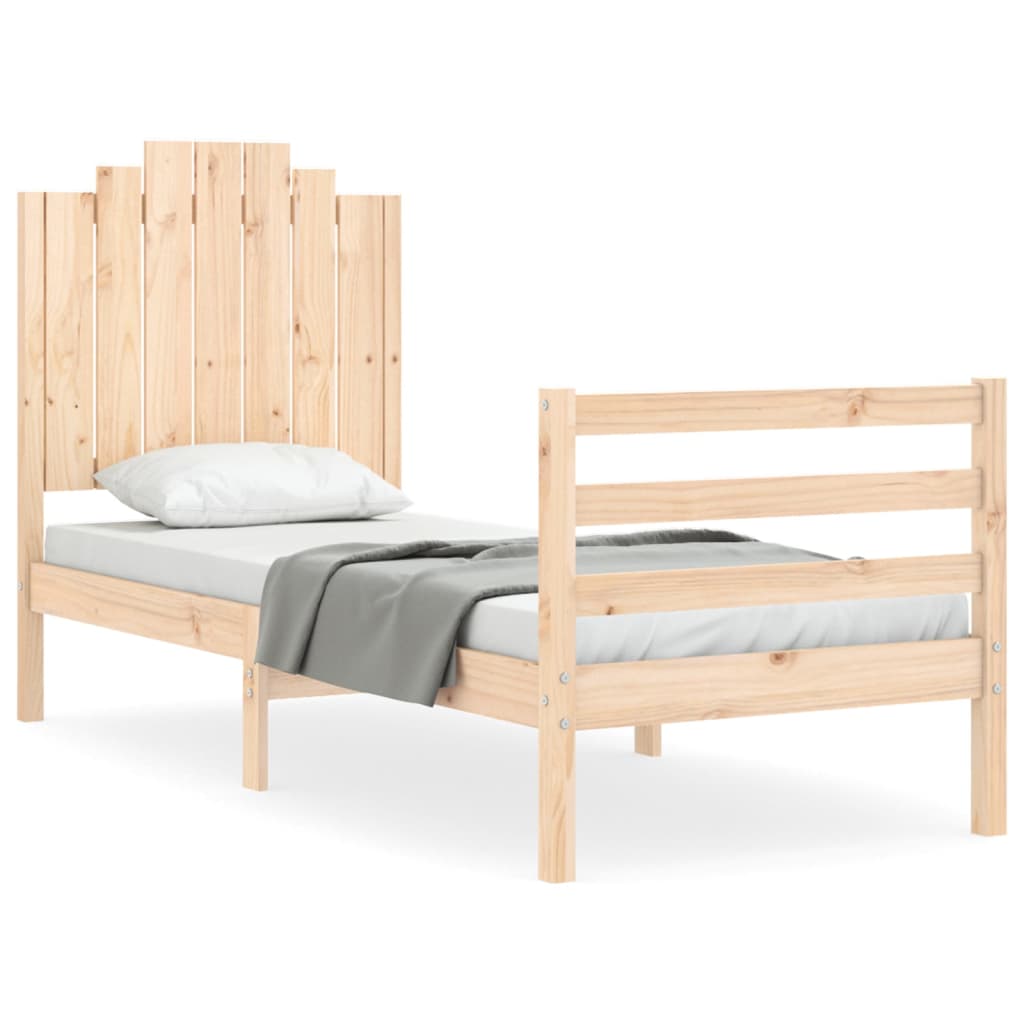 vidaXL Estructura de cama individual con cabecero madera maciza