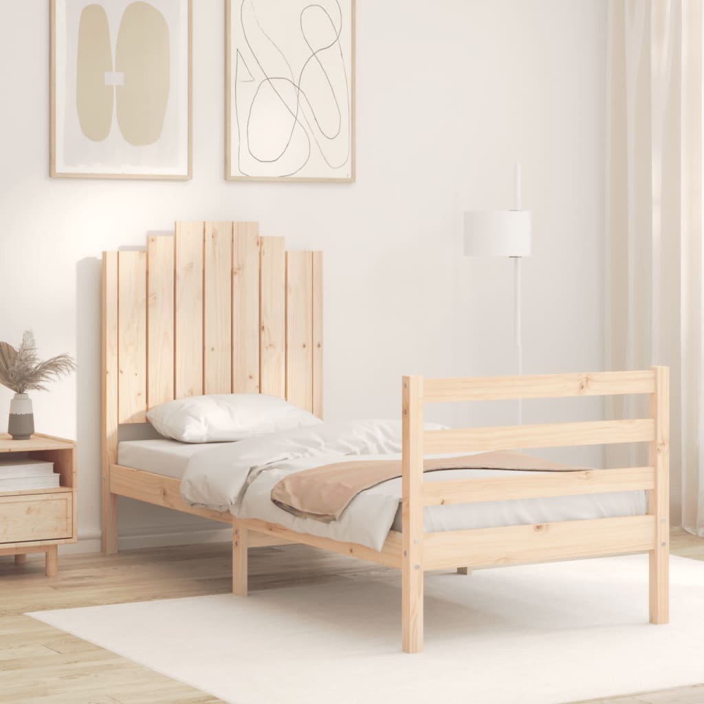 vidaXL Estructura de cama individual con cabecero madera maciza