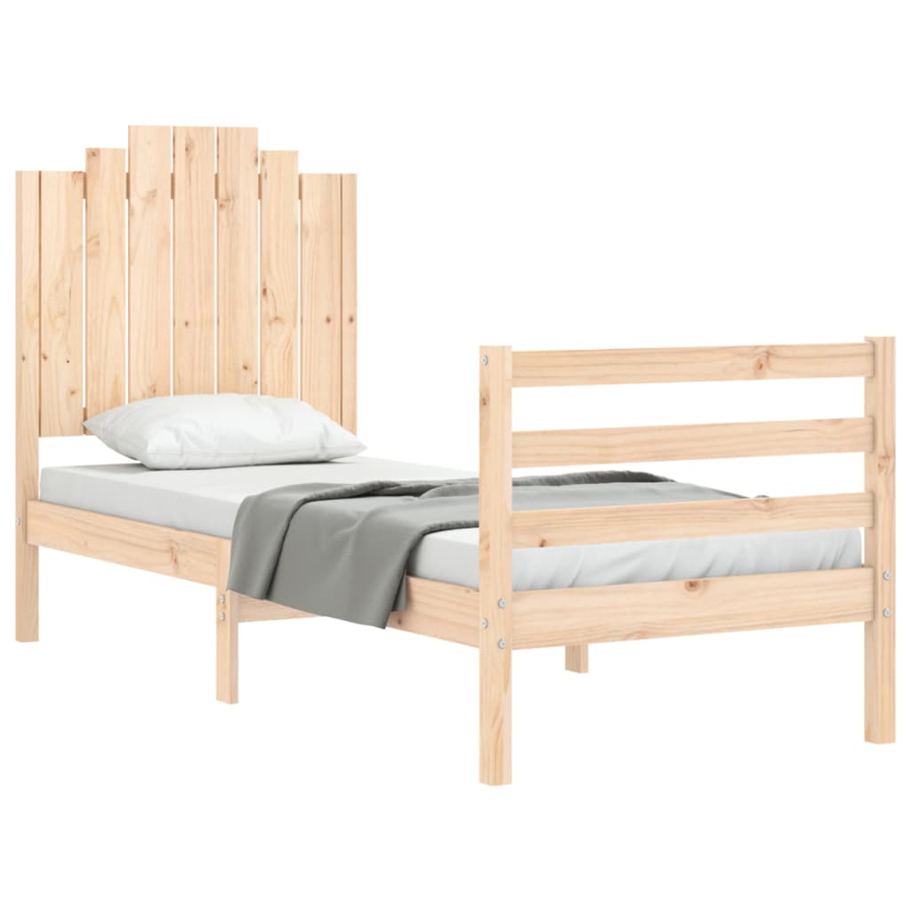 vidaXL Estructura de cama individual con cabecero madera maciza