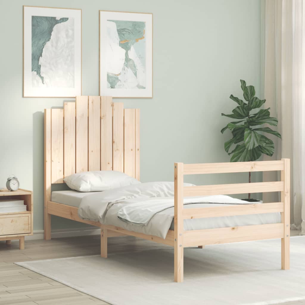 vidaXL Estructura de cama individual con cabecero madera maciza