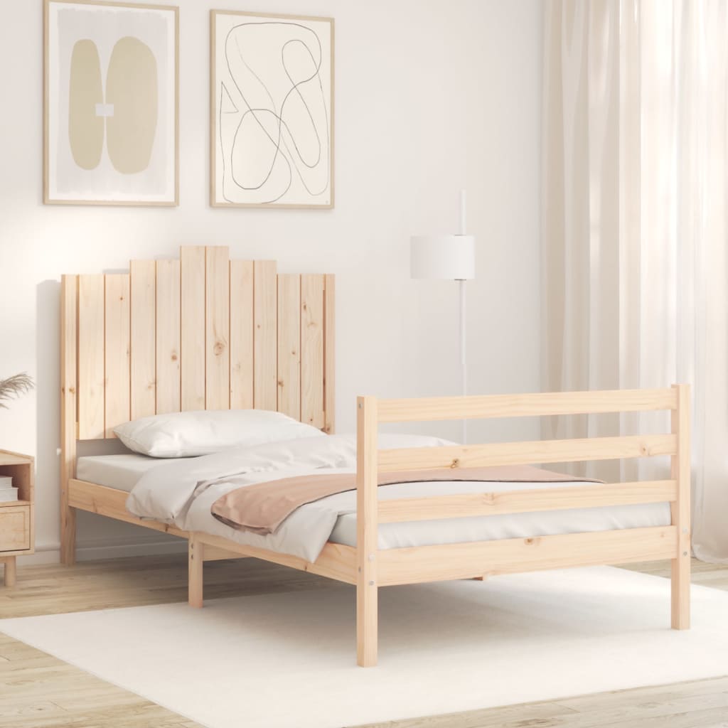 vidaXL Estructura de cama con cabecero madera maciza 100x200 cm