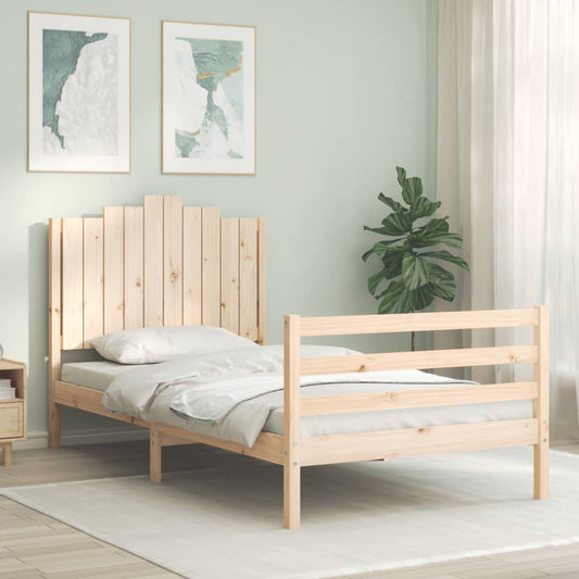 vidaXL Estructura de cama con cabecero madera maciza 100x200 cm