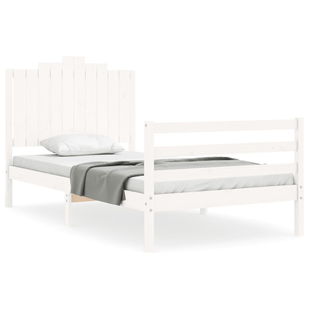 vidaXL Estructura de cama con cabecero madera maciza blanco 100x200 cm