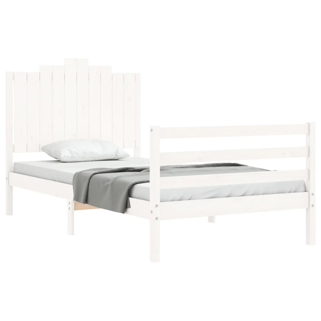 vidaXL Estructura de cama con cabecero madera maciza blanco 100x200 cm