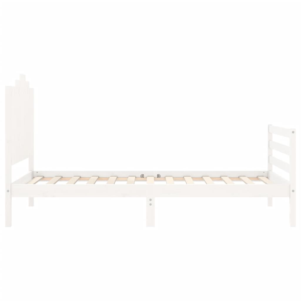 vidaXL Estructura de cama con cabecero madera maciza blanco 100x200 cm