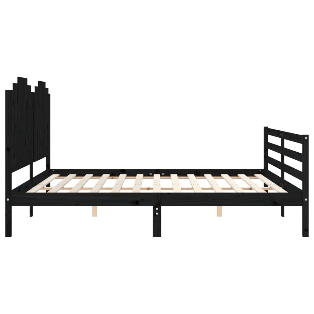 vidaXL Estructura de cama con cabecero madera maciza negro 200x200 cm