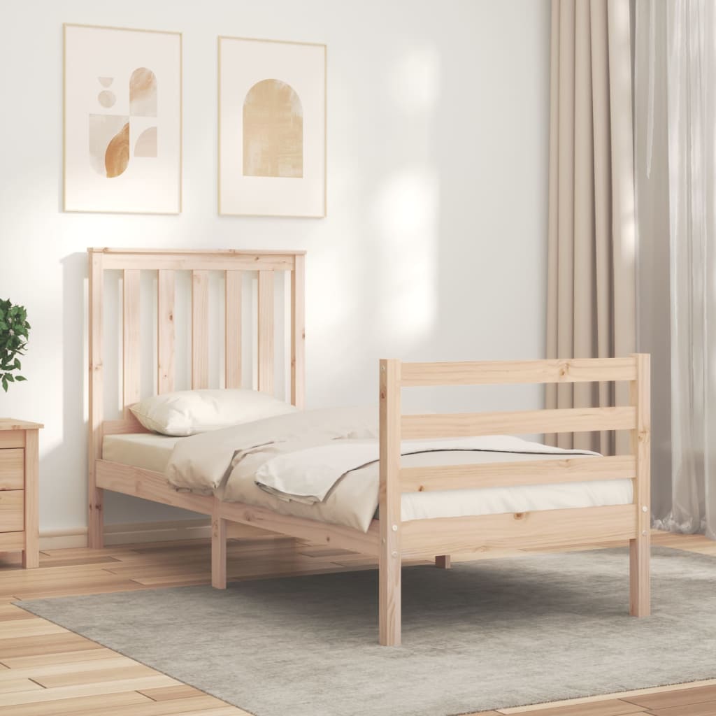 vidaXL Estructura de cama individual con cabecero madera maciza