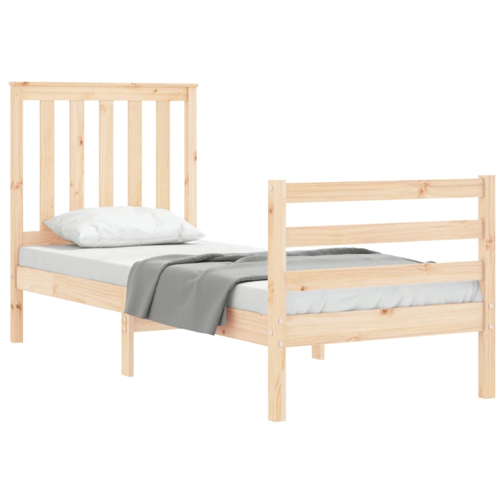 vidaXL Estructura de cama individual con cabecero madera maciza