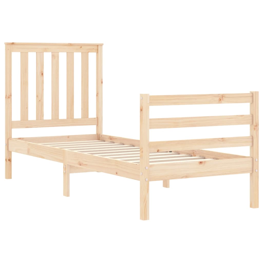 vidaXL Estructura de cama individual con cabecero madera maciza