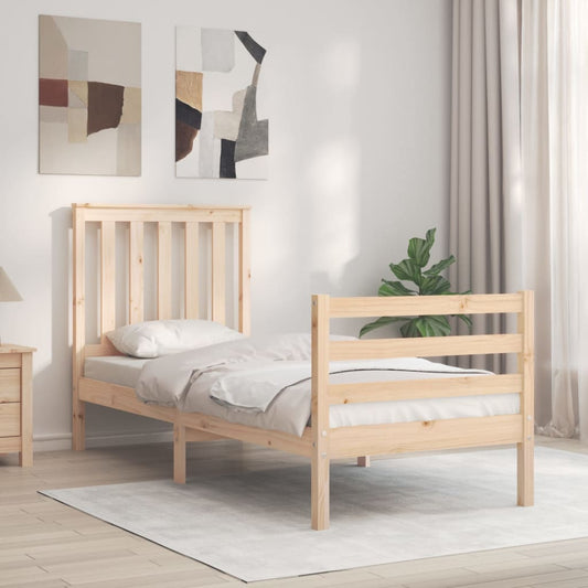 vidaXL Estructura de cama individual con cabecero madera maciza