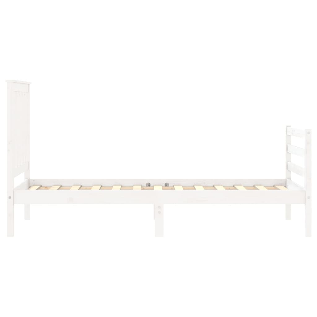 vidaXL Estructura de cama individual con cabecero madera maciza blanco