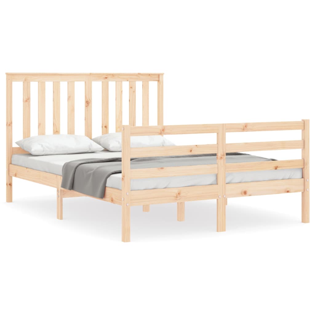 vidaXL Estructura de cama de matrimonio con cabecero madera maciza