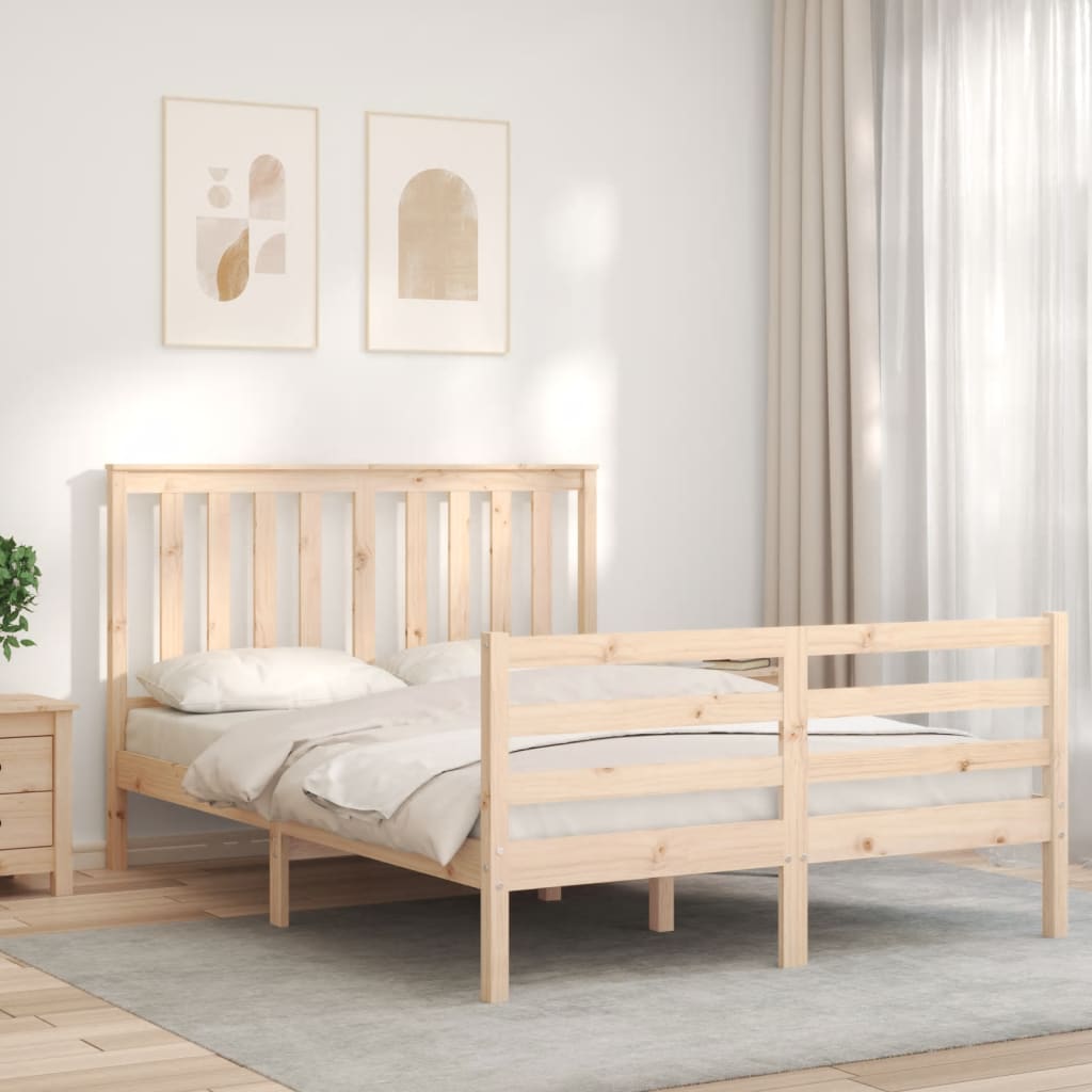 vidaXL Estructura de cama con cabecero madera maciza 140x190 cm