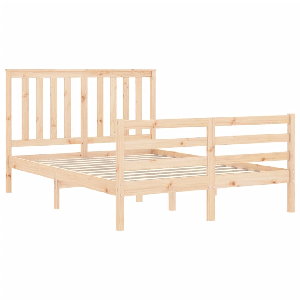 vidaXL Estructura de cama con cabecero madera maciza 140x190 cm