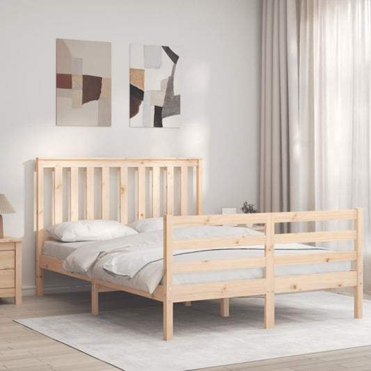 vidaXL Estructura de cama con cabecero madera maciza 140x190 cm