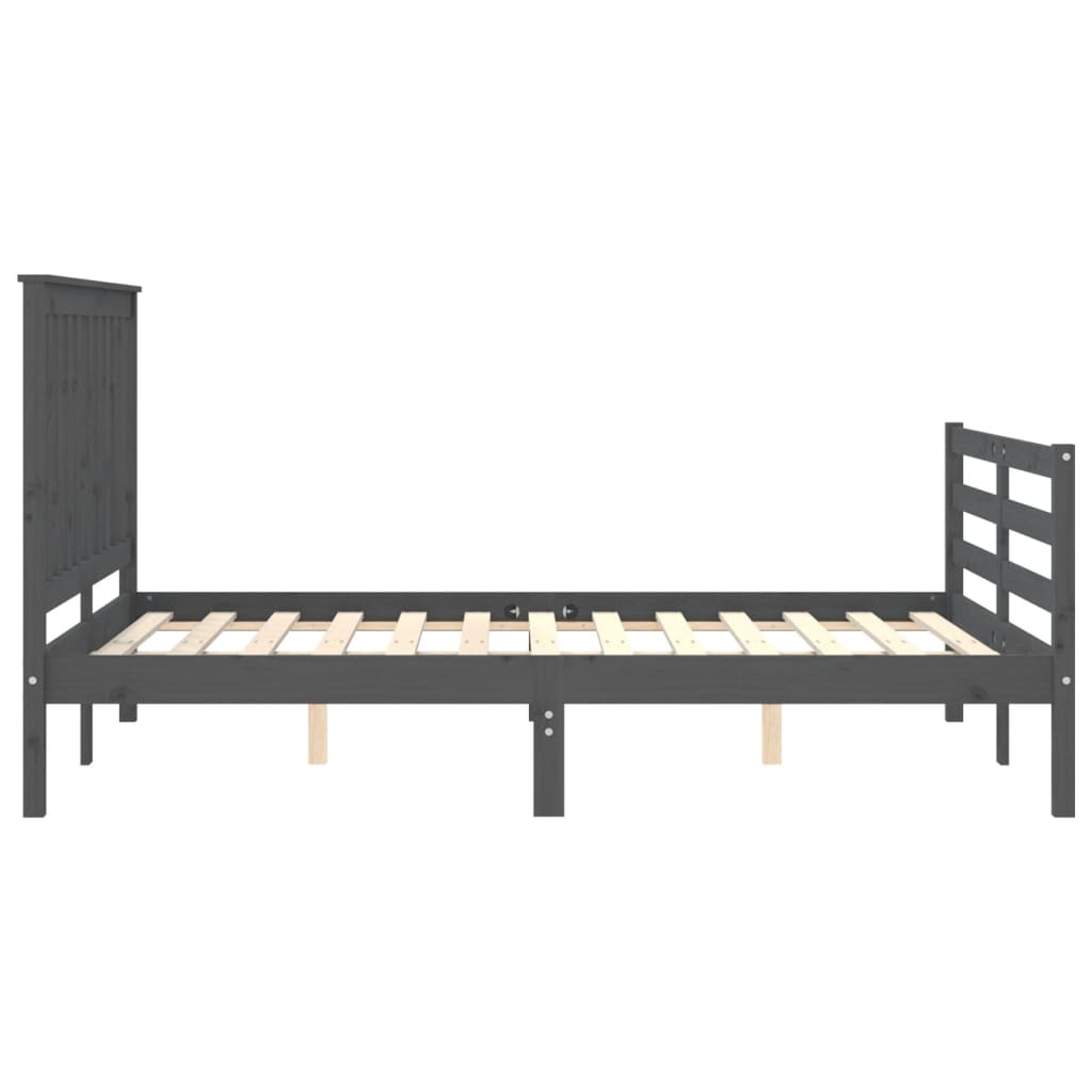 vidaXL Estructura de cama con cabecero madera maciza gris 140x190 cm