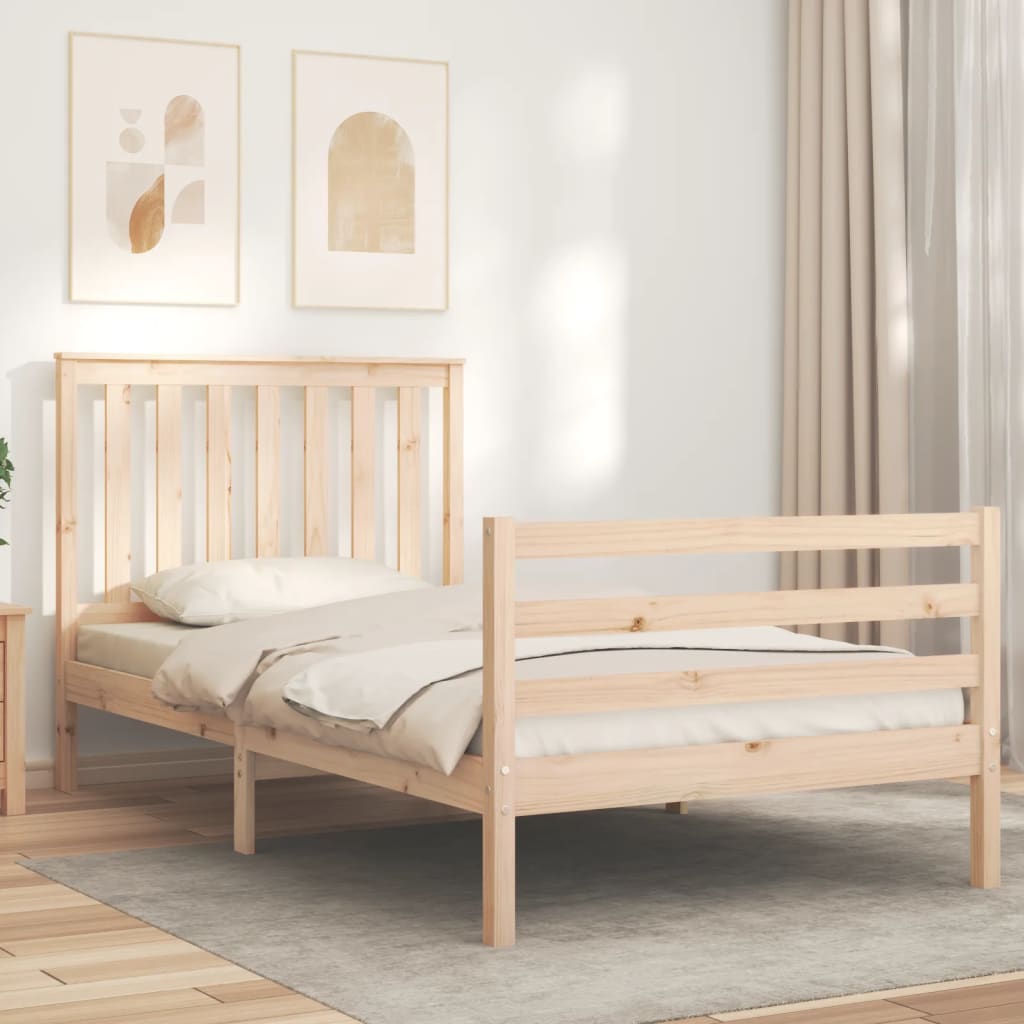 vidaXL Estructura de cama con cabecero madera maciza 100x200 cm