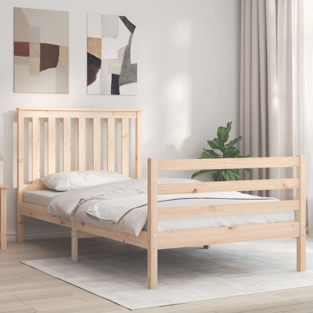 vidaXL Estructura de cama con cabecero madera maciza 100x200 cm