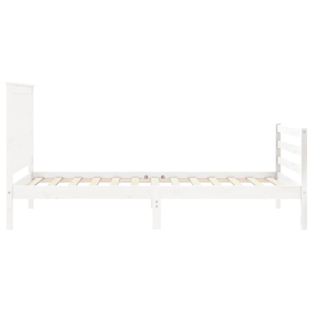 vidaXL Estructura de cama con cabecero madera maciza blanco 100x200 cm