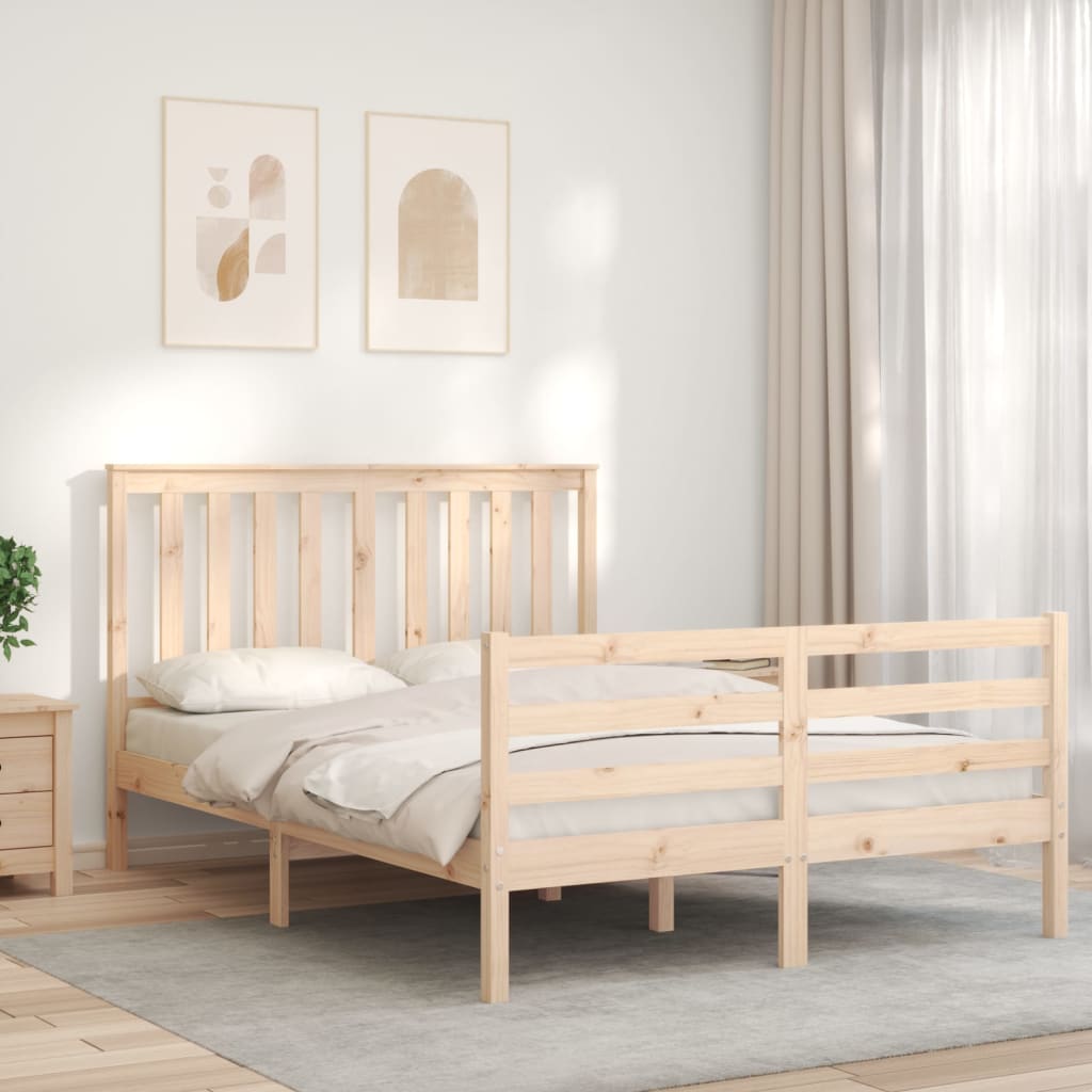 vidaXL Estructura de cama con cabecero madera maciza 140x200 cm