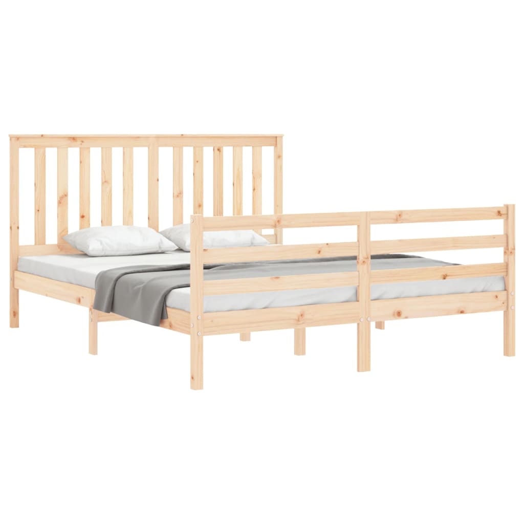 vidaXL Estructura de cama de matrimonio con cabecero madera maciza