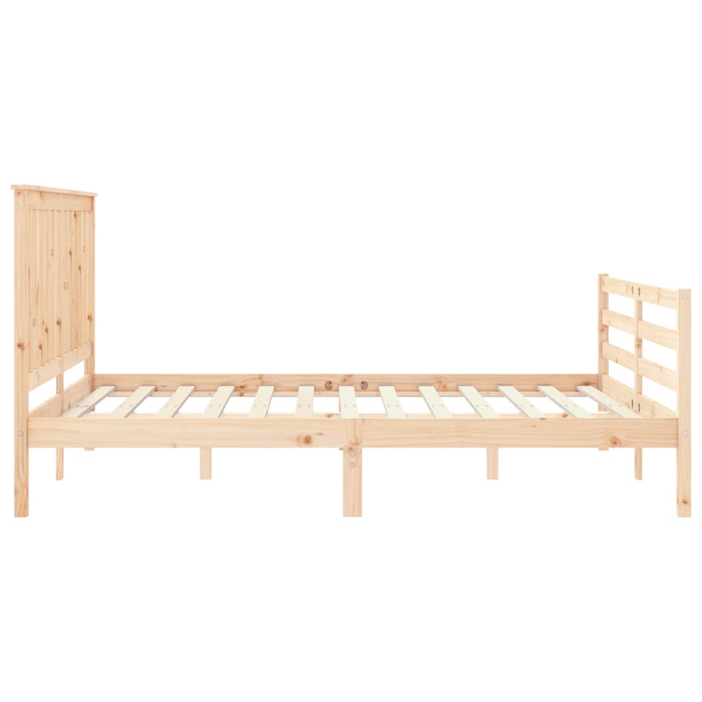 vidaXL Estructura de cama de matrimonio con cabecero madera maciza