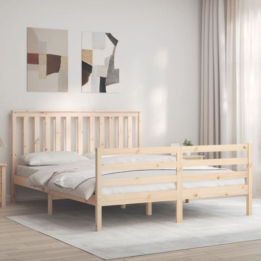 vidaXL Estructura de cama de matrimonio con cabecero madera maciza