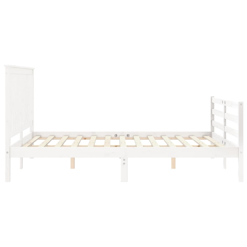 vidaXL Estructura de cama matrimonio con cabecero madera maciza blanco