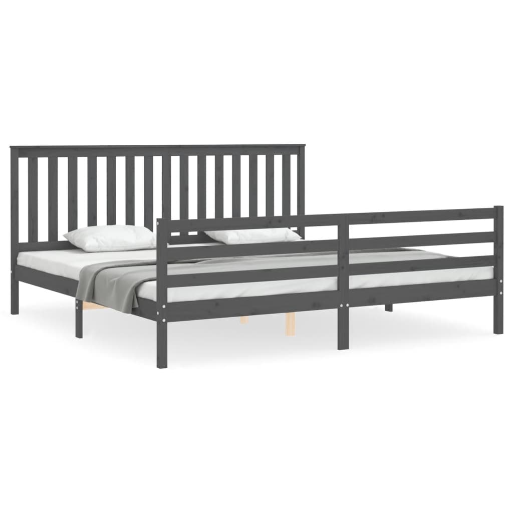 vidaXL Estructura de cama con cabecero madera maciza gris 200x200 cm