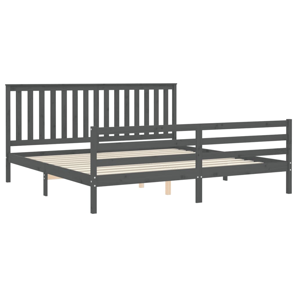 vidaXL Estructura de cama con cabecero madera maciza gris 200x200 cm