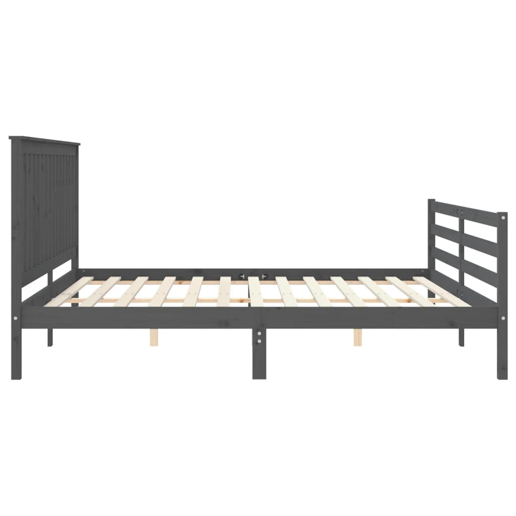 vidaXL Estructura de cama con cabecero madera maciza gris 200x200 cm