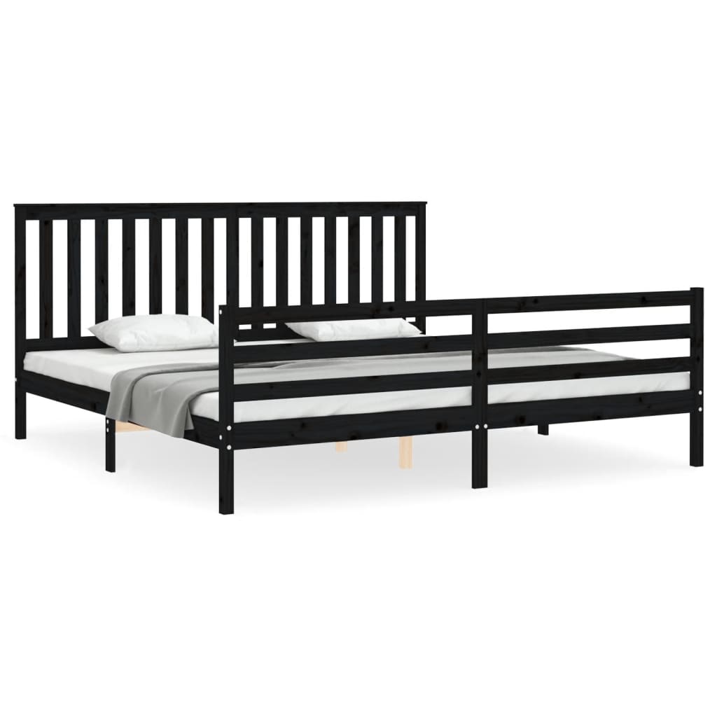 vidaXL Estructura de cama con cabecero madera maciza negro 200x200 cm