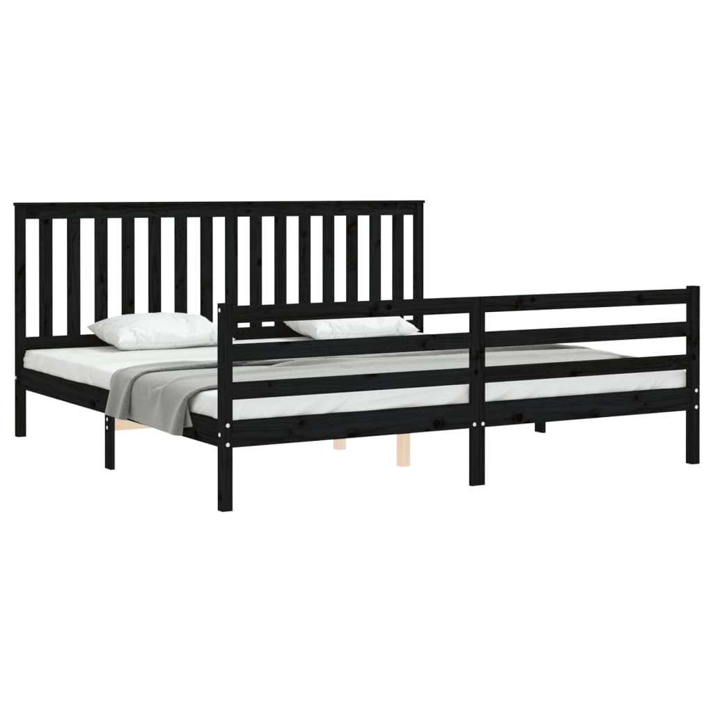 vidaXL Estructura de cama con cabecero madera maciza negro 200x200 cm