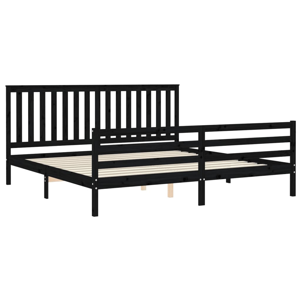 vidaXL Estructura de cama con cabecero madera maciza negro 200x200 cm