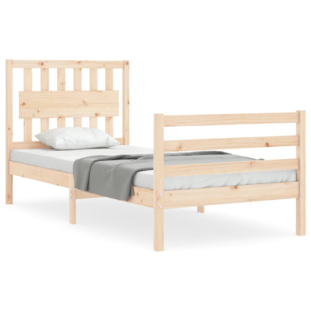 vidaXL Estructura de cama con cabecero madera maciza