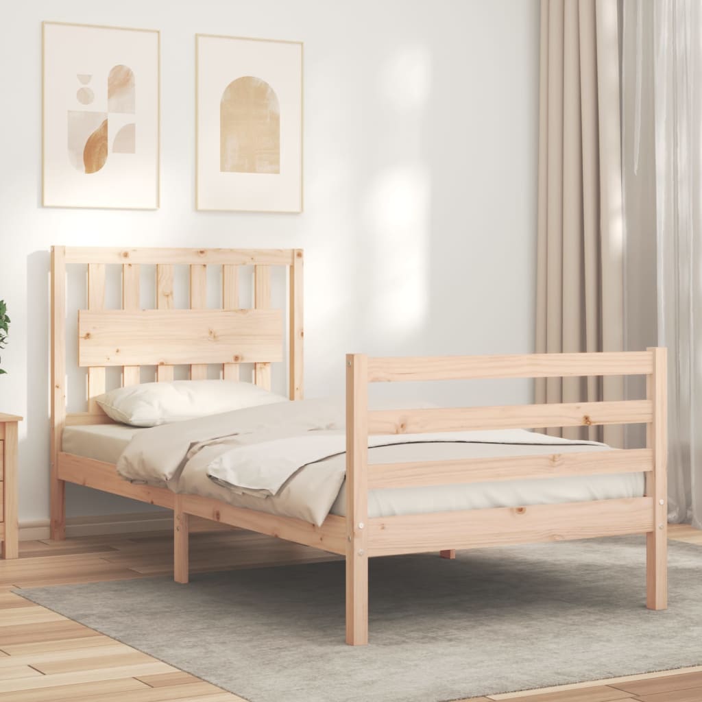 vidaXL Estructura de cama con cabecero madera maciza