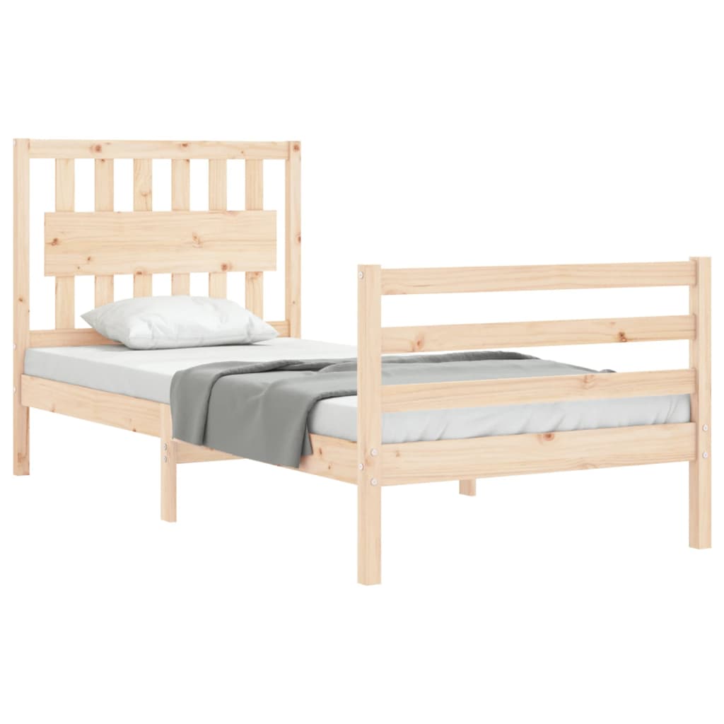 vidaXL Estructura de cama con cabecero madera maciza