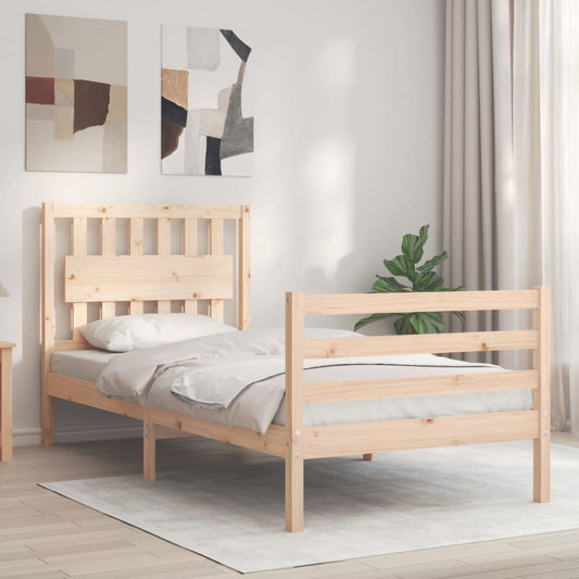 vidaXL Estructura de cama con cabecero madera maciza