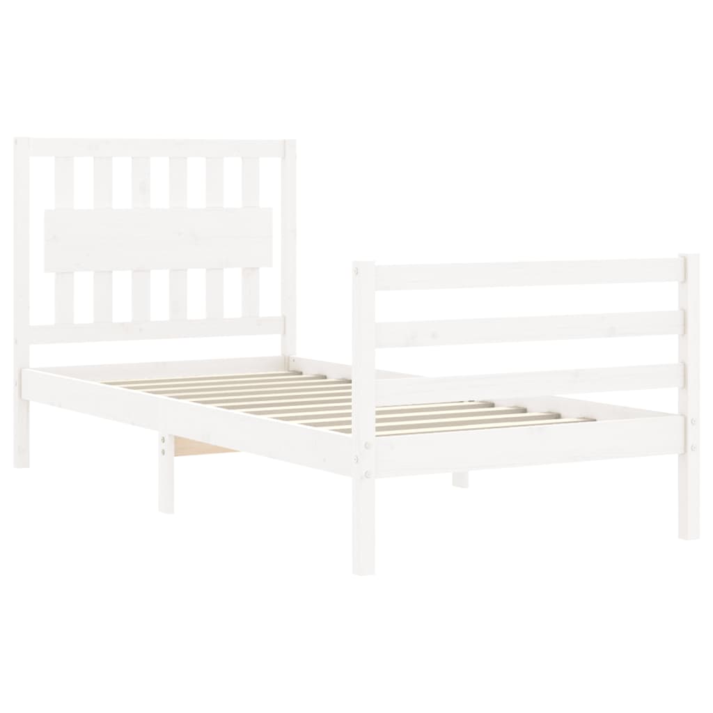 vidaXL Estructura de cama con cabecero madera maciza blanco