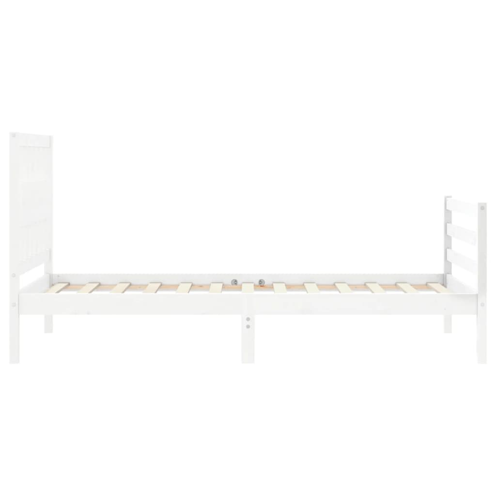 vidaXL Estructura de cama con cabecero madera maciza blanco