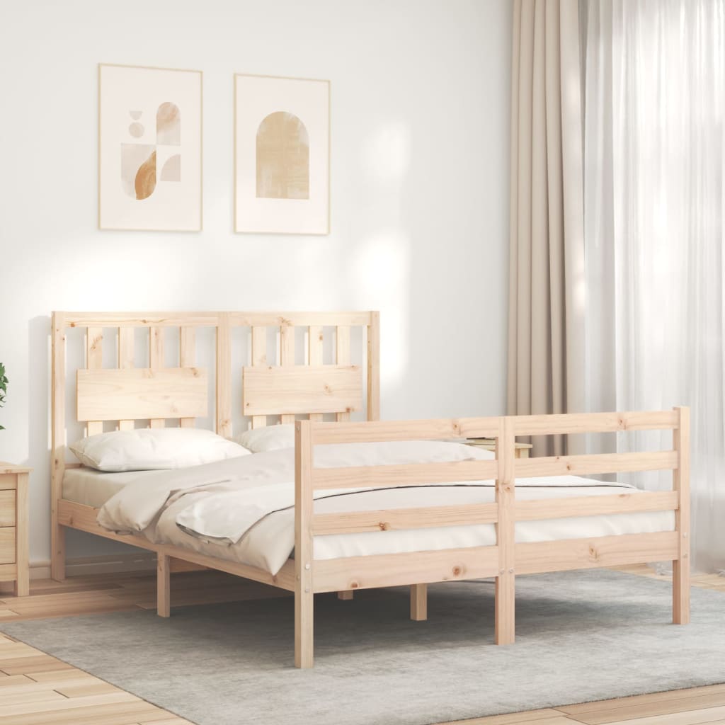 vidaXL Estructura de cama de matrimonio con cabecero madera maciza